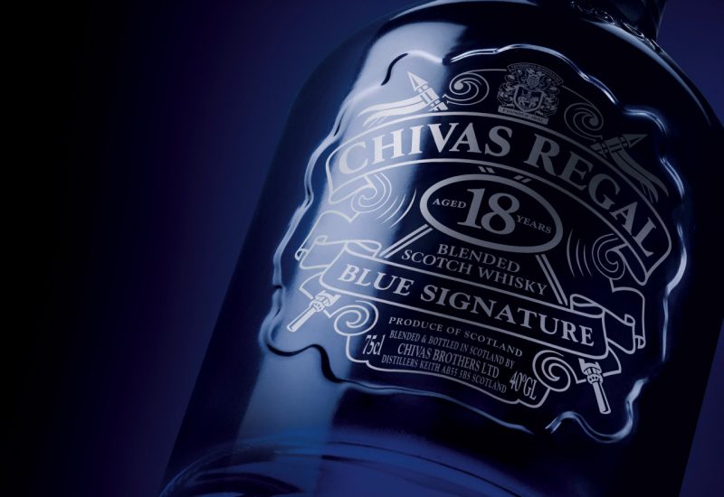 Nhãn chai Rượu Chivas 18 Blue Signature