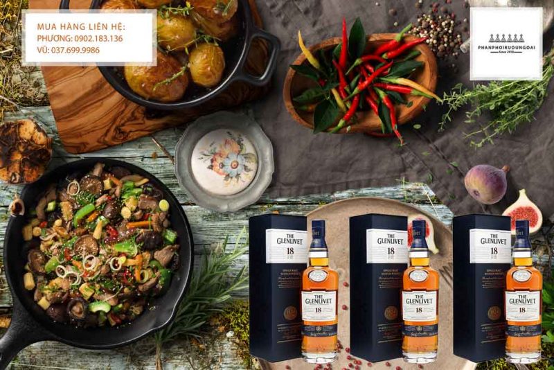 Rượu Glenlivet 18 năm và các món ăn đậm gia vị Rượu Glenlivet 18 năm cũng phù hợp với các món ăn đâm gia vị của Việt Nam