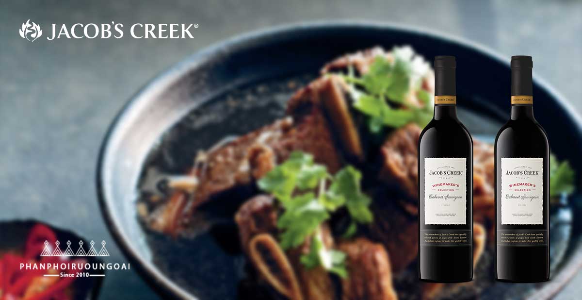 Sườn bò mỹ kết hợp với rượu vang Jacob's Creek Cabernet Sauvignon Sườn bò mỹ kết hợp với rượu vang Jacob's Creek Cabernet Sauvignon