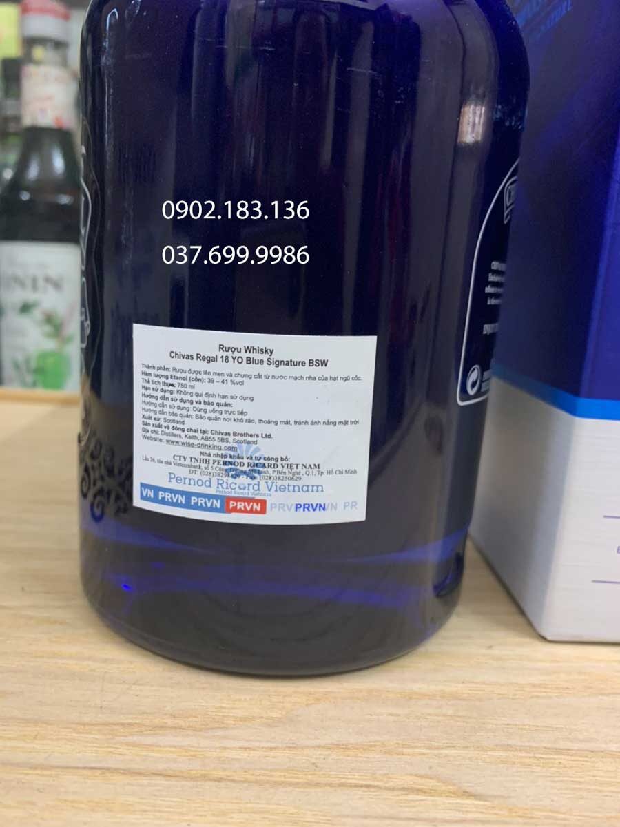 Tem phụ của nhà phân phối rượu chivas 18 Blue Signature tại Việt Nam 