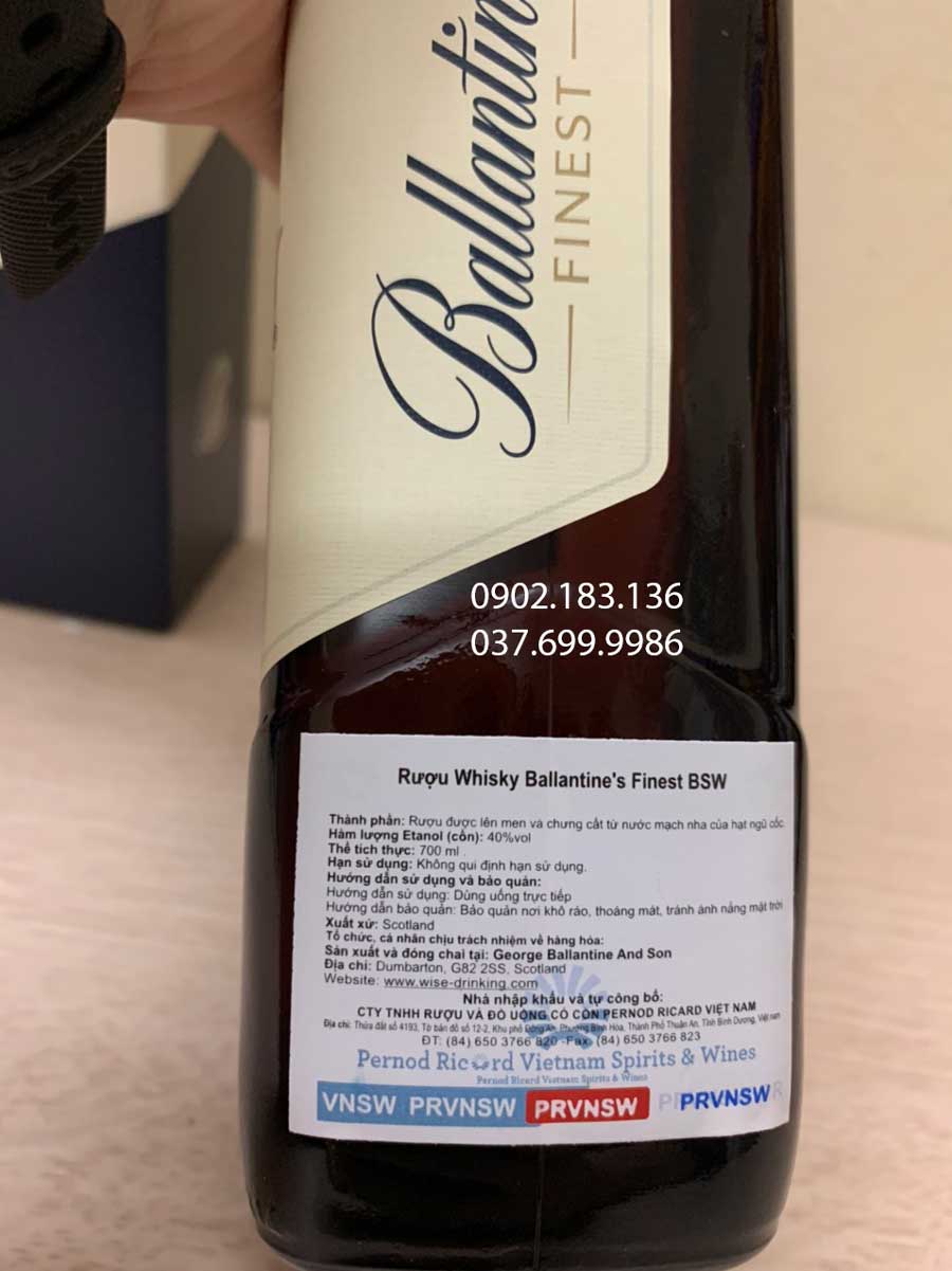 Tem phụ xác định nguồn gốc sản phẩm rượu Ballantine's Finest 700 ml 