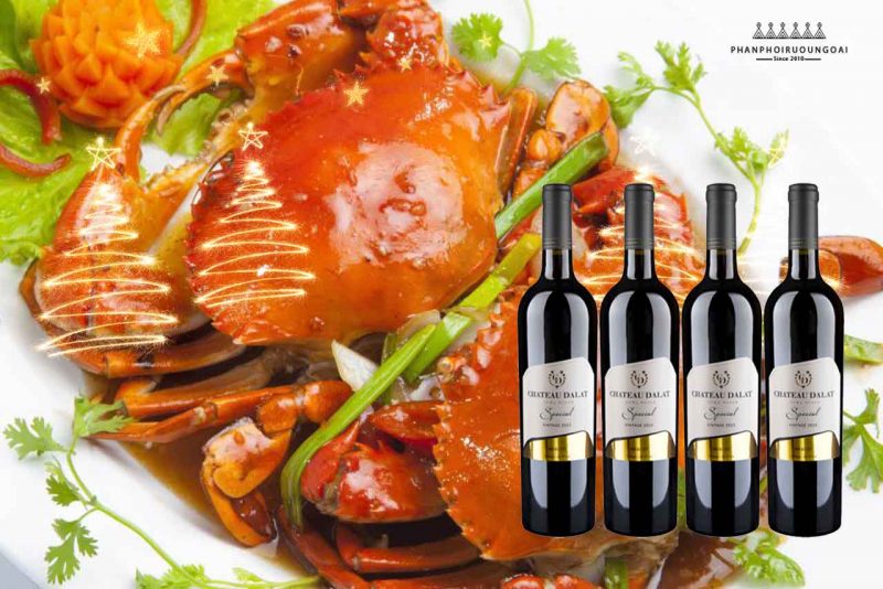 Cua biển sốt me với rượu Chateau Dalat Special - Merlot