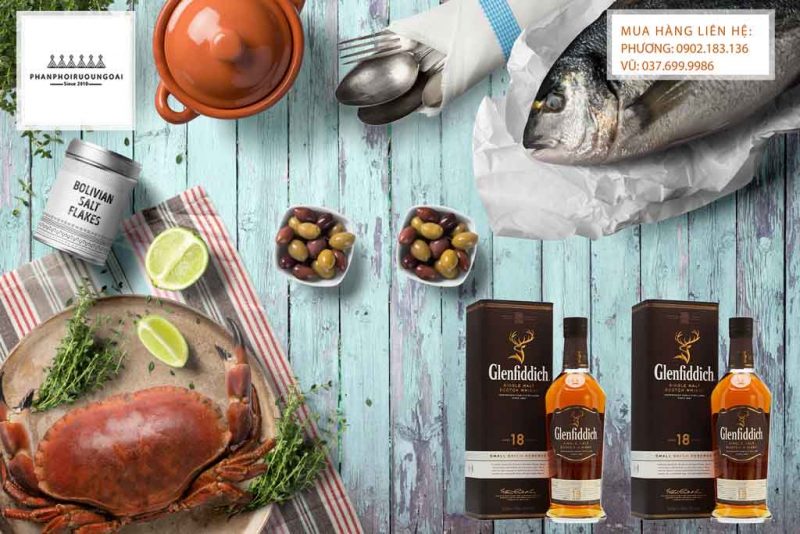Rượu Glenfiddich 18 năm và hải sản 