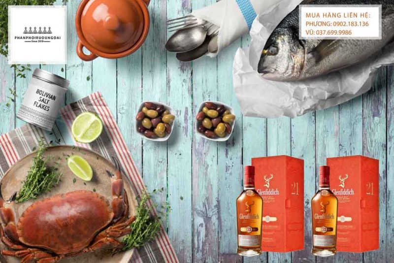 Rượu Glenfiddich 21 năm tuổi và hải sản Rượu Glenfiddich 21 năm tuổi và hải sản