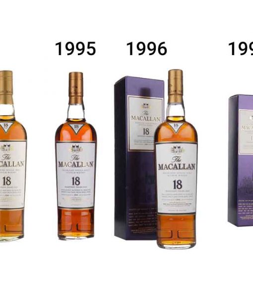 Các phiên bản của rượu Macallan 18 Sherry Oak qua các năm