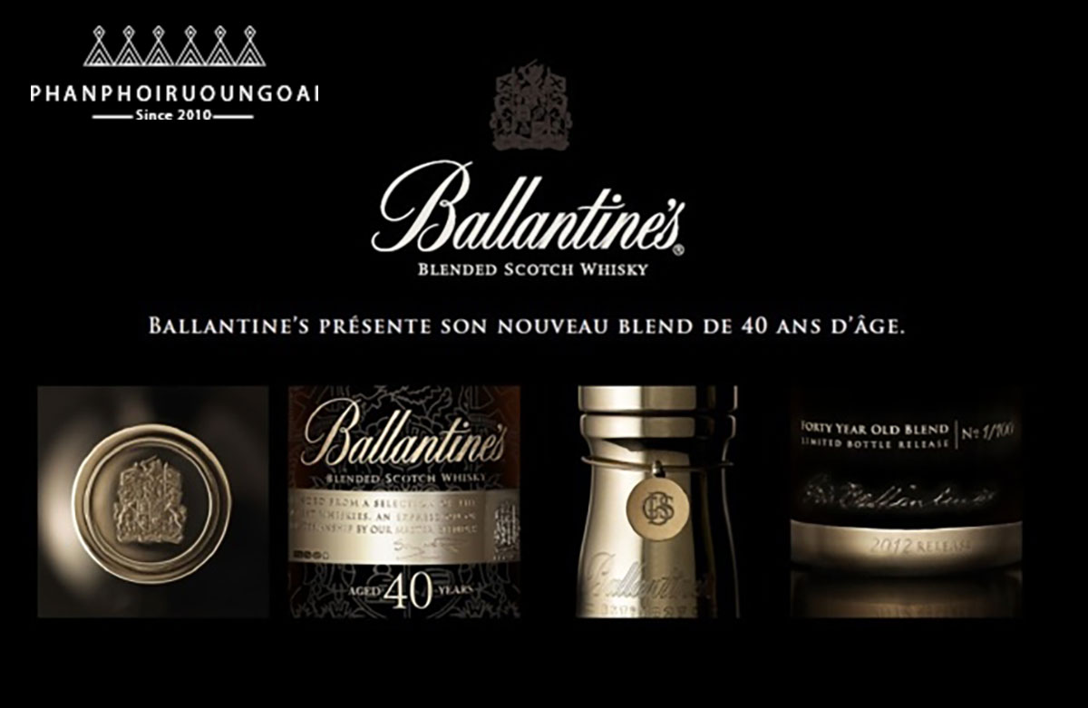 Nút chai và thân chai rượu Ballantine's 40 năm 