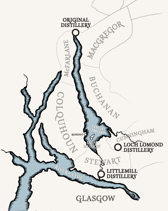 Bản đồ các thị tộc của rượu Loch Lomond 