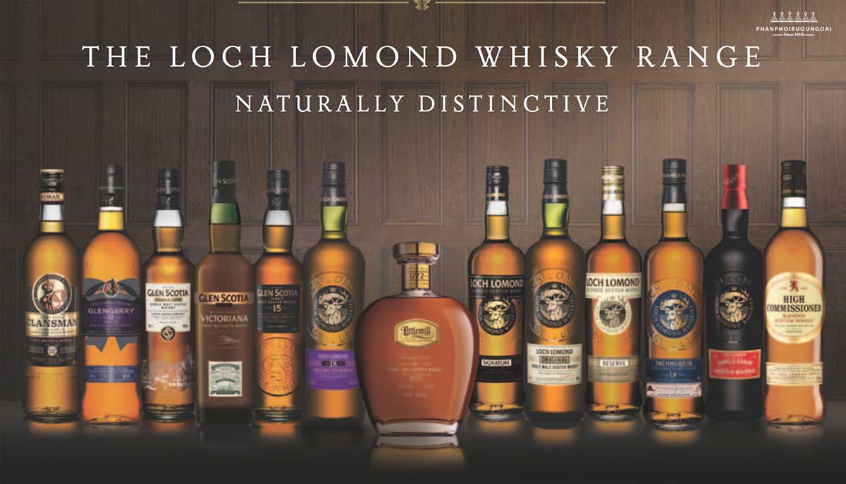 Bộ sưu tập các sản phẩm rượu của gia đình Loch Lomond 