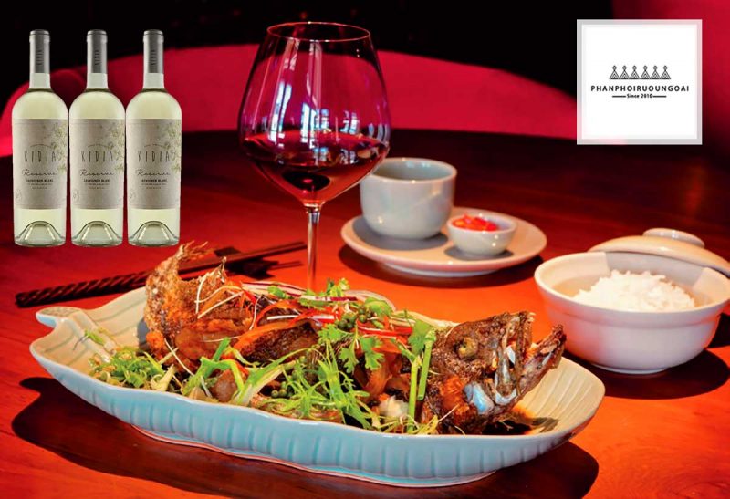 Rượu vang Kidia Reserva Sauvignon Blanc sử dụng với hải sản