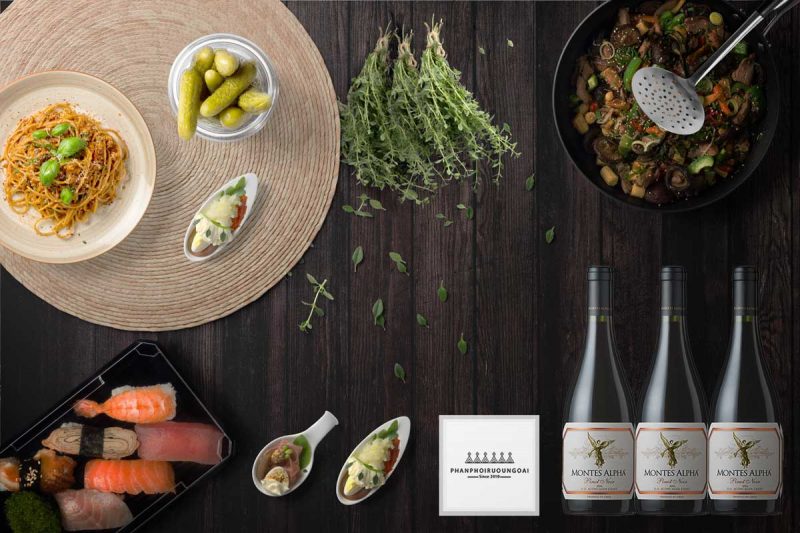 Rượu vang Montes Alpha Pinot Noir 2016 và món ăn ngon