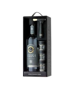 Rượu Vodka Beluga Gold Line hộp da và 3 cốc