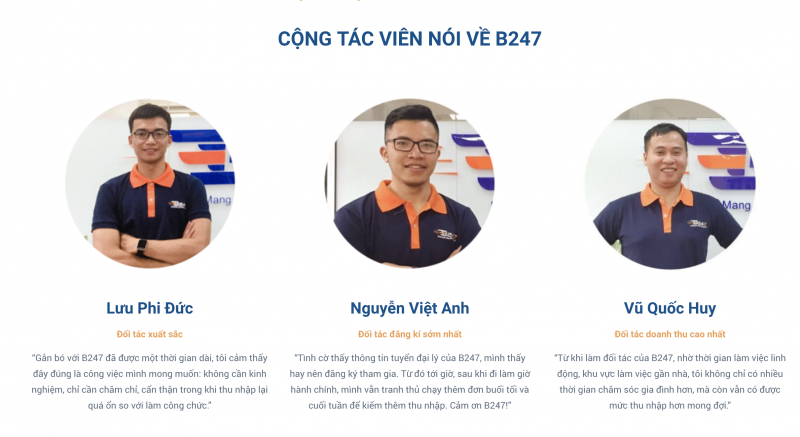 Đội ngũ của công ty B247 