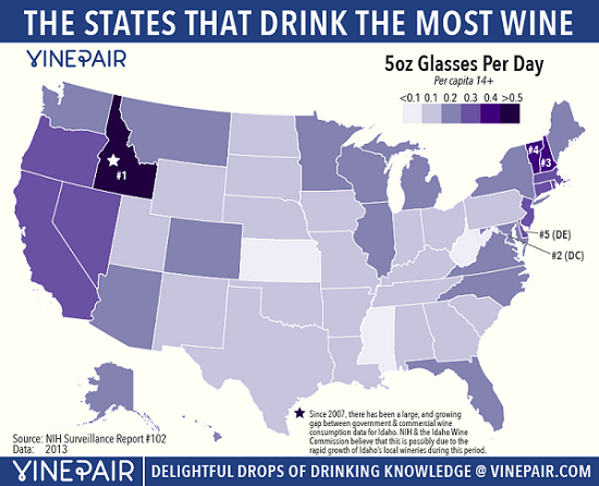 Nơi uống rượu vang nhiều nhất nước Mỹ