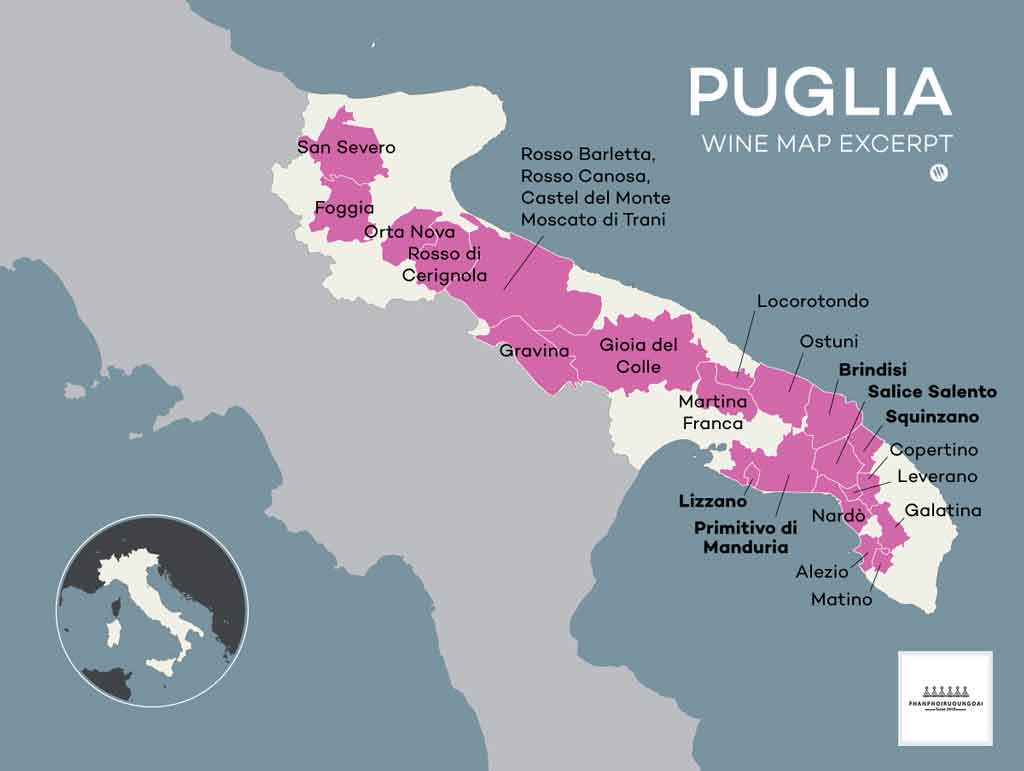 Bản đồ Khu Vực Puglia của Ý 