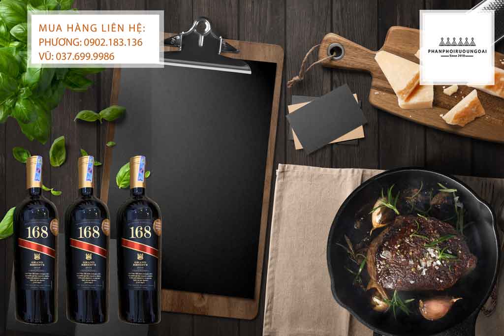Rượu Vang Chile 168 Grand Reserve Cabernet Sauvignon Rượu Vang Chile 168 Grand Reserve Cabernet Sauvignon và thịt bò bít tết