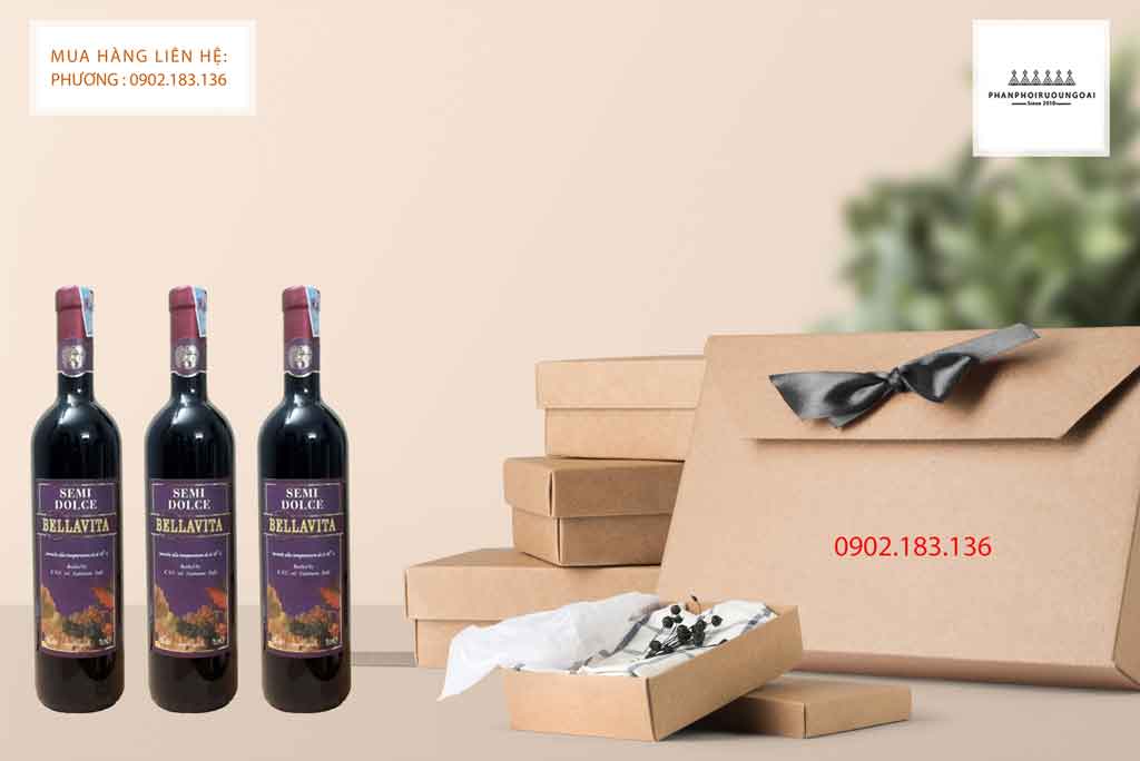 Rượu Vang Ý Ngọt Bellavita Semi Dolce phù hợp với biếu tặng 