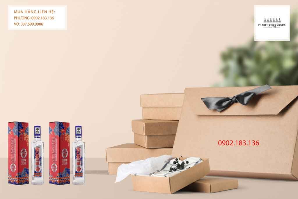 Hộp quà tết rượu Vodka Cá Sấu 2020 Rượu Vodka Cá Sấu Xanh hộp quà tết 2020 cho biếu tặng