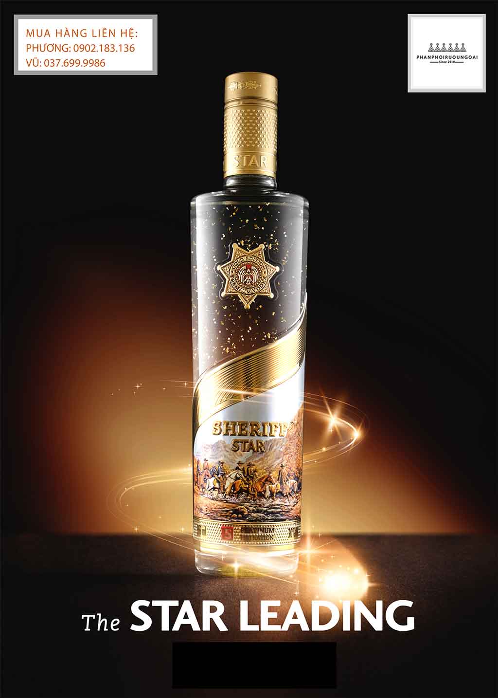 Rượu Vodka Men Sheriff Gold Star 2020 quà tặng cho đối tác và khách hàng 