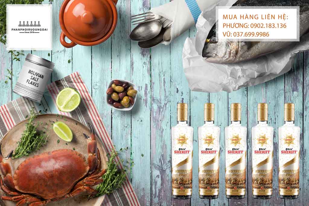 Rượu Vodka Men Sheriff Gold Star 30 độ và các món hải sản 