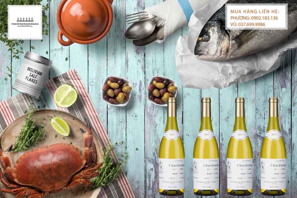 Vang Pháp D' Autrefois Chardonnay Vin de France và hải sản Rượu Vang Pháp D' Autrefois Chardonnay Vin de France và hải sản