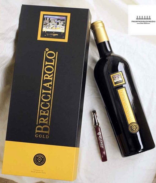 Ảnh Rượu Vang Ý Brecciarolo Gold và hộp giấy