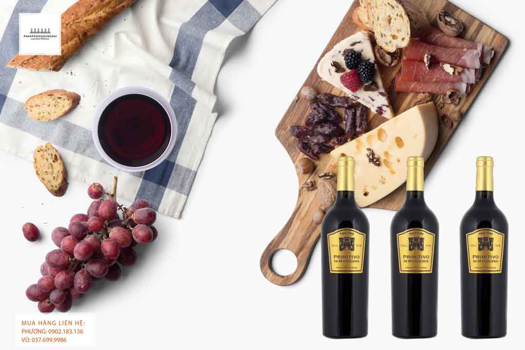 Rượu Vang Ý Torridoro Primitivo di Manduria Rượu Vang Ý Torridoro Primitivo di Manduria và đồ ăn