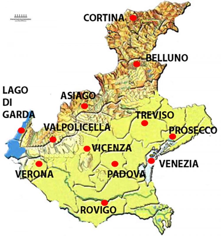 Bản đồ của vùng Veneto Bản đồ của vùng Veneto