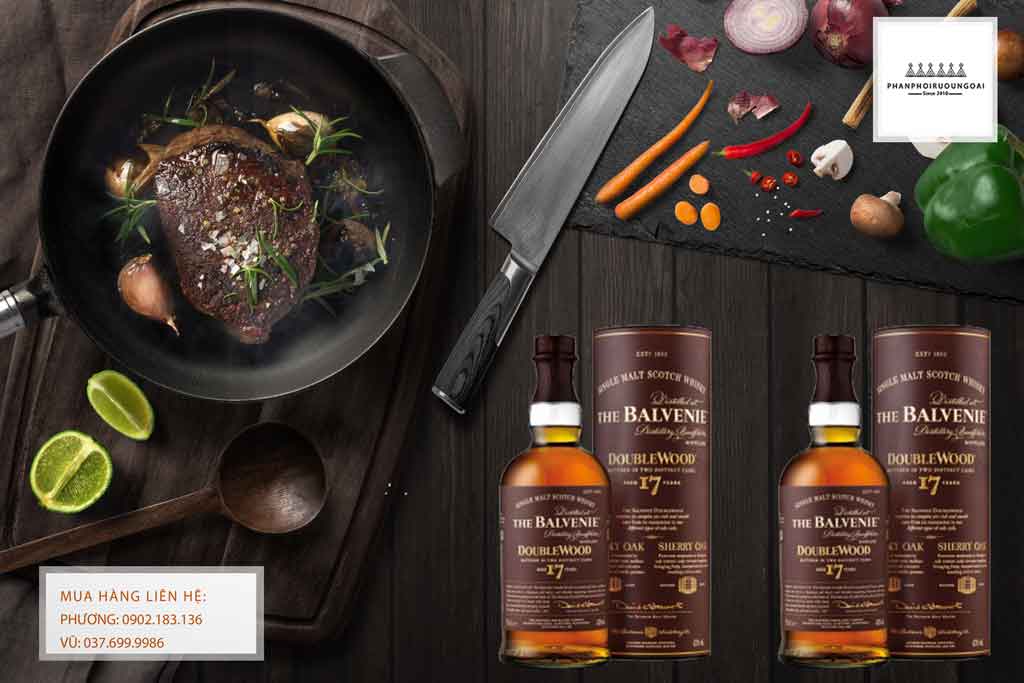 Rượu Balvenie 17 Double Wood và thịt bò bít tết 