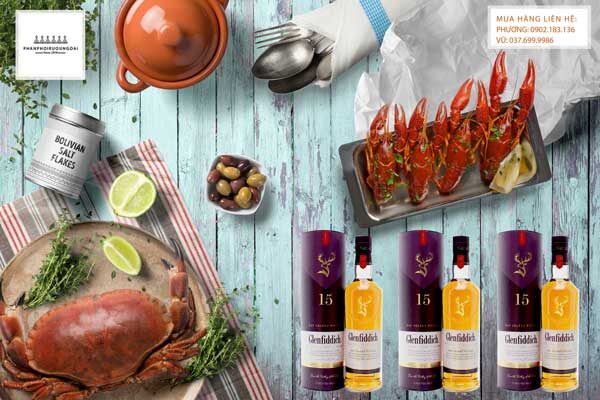 Rượu Glenfiddich 15 năm 2020 và các món hải sản