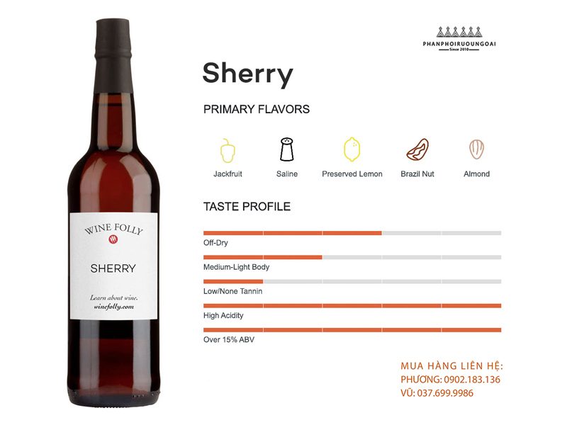 Thông tin về hương vị của rượu Sherry 