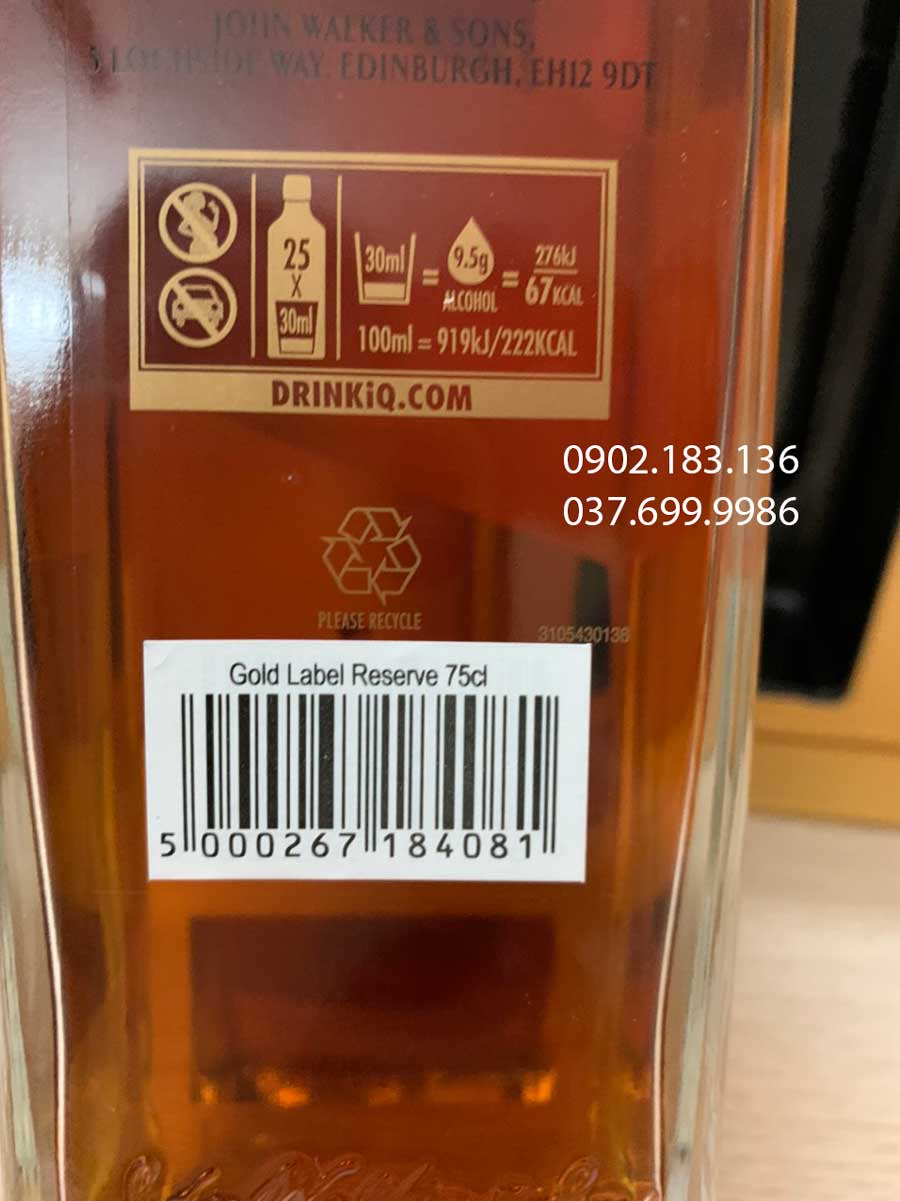 Barcode của Johnnie Walker Gold Label Barcode của rượu Johnnie Walker Gold Label Reserve hộp quà tết 2021