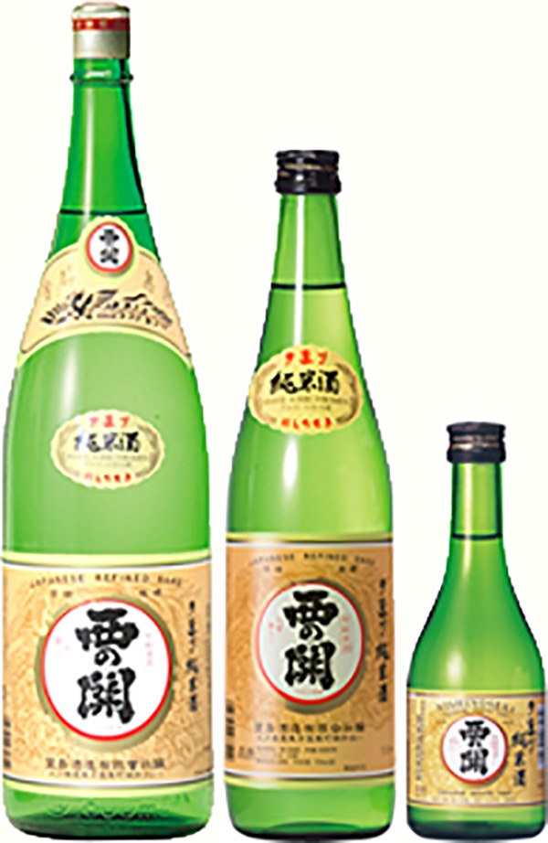 Các loại rượu Sake Nishinoseki Junmai Shu được bán trên thị trường 