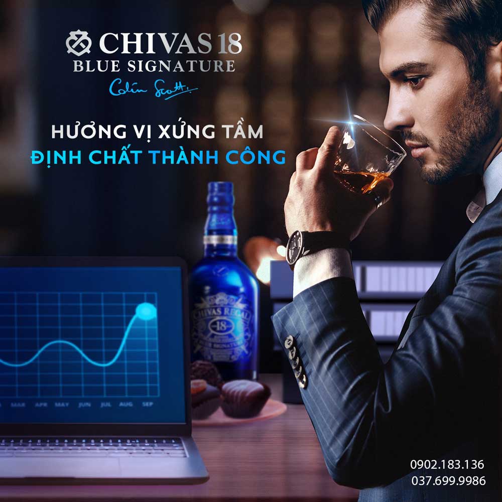 Hương vị xứng tầm định chất thành công với rượu Chivas 18 Blue Signature 
