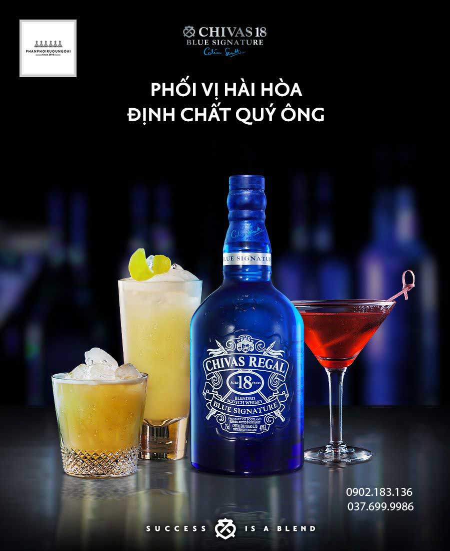 Phối vị hài hoà và định chất quý ông với rượu Chivas 18 Blue Signature 