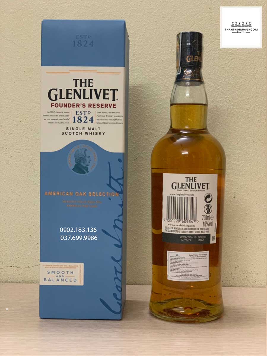 Rượu Glenlivet Founder's Reserve chai thường và tem phụ
