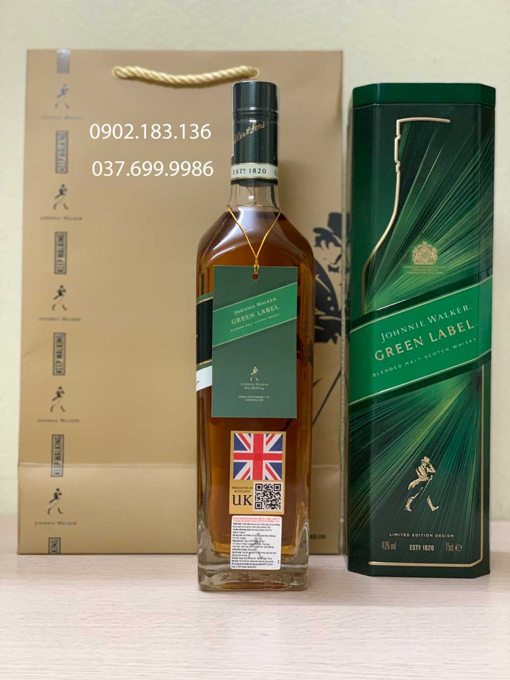 Rượu Johnnie Walker Green Label hộp quà tết chính hãng 2021