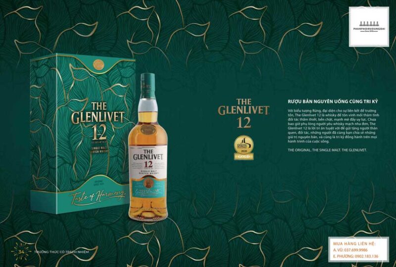 Rượu Nguyên bản uống cùng tri kỷ The Glenlivet 12 năm hộp quà tết 2021