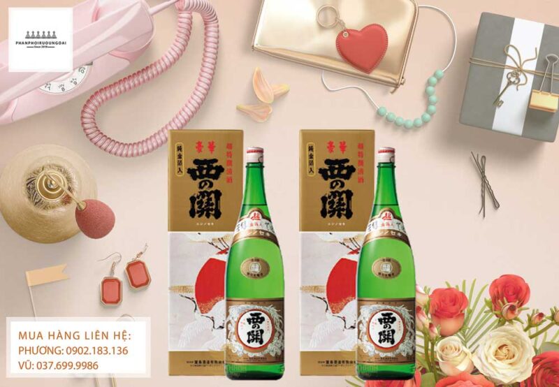 Rượu Sake Nishino Seki Gold 1800 ml vẩy vàng