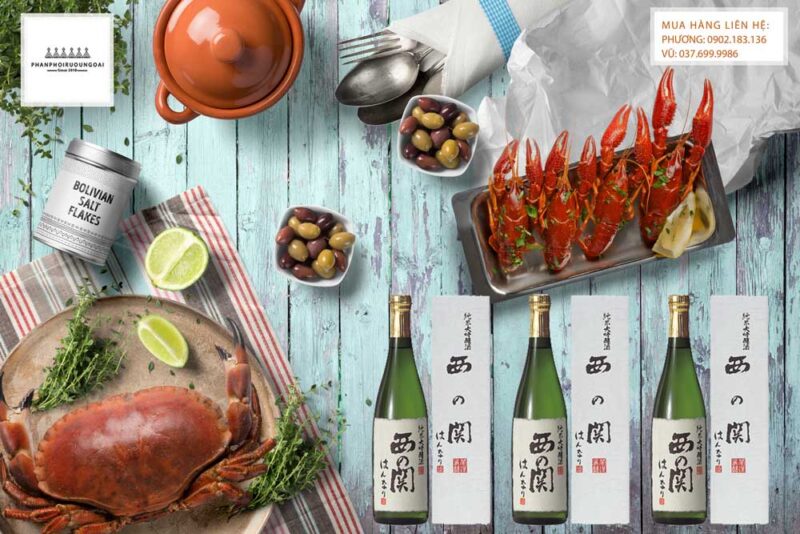 Rượu Sake Nishino Seki Hannary 720 ml và các món hải sản Rượu Sake Nishino Seki Hannary 720 ml và các món hải sản