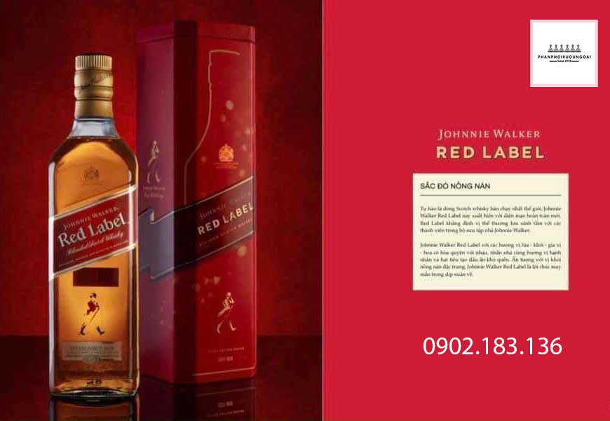 Sắc đỏ nồng nàn của rượu Johnnie Walker Red Label hộp quà tết 2021