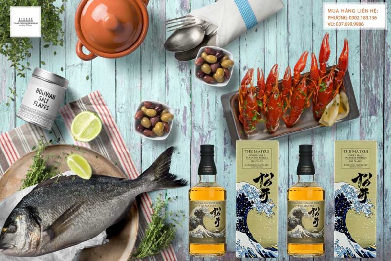 Thưởng thức rượu Single Malt Whisky Matsui The Peat với các món hải sản
