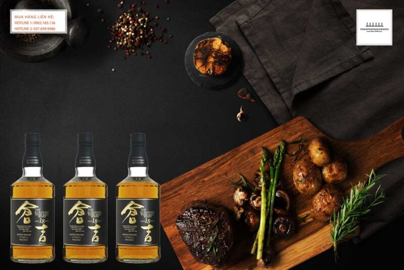 Rượu Whisky Kurayoshi 18 năm tuổi Thưởng thức rượu Whisky Kurayoshi 18 năm và bít tết