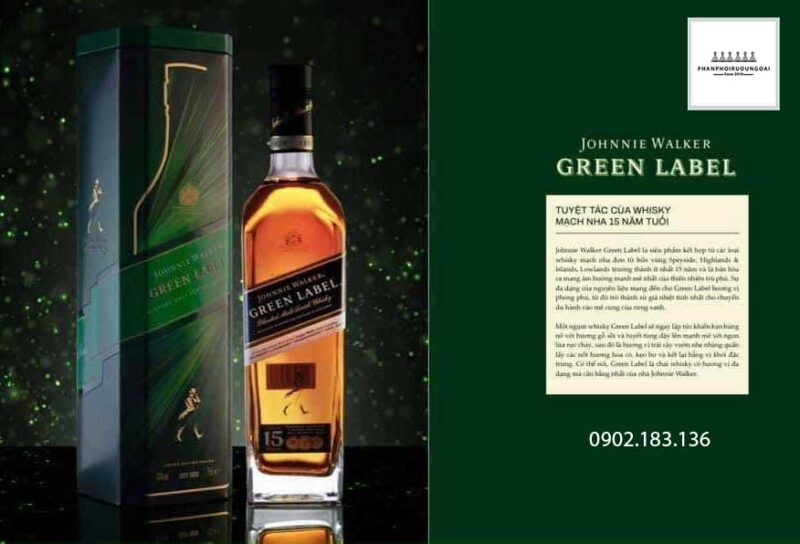 Johnnie Walker Green Label hộp quà tết 2021 Tuyệt tác rượu Whisky mạch nha 15 năm tuổi Johnnie Walker hộp quà tết 2021