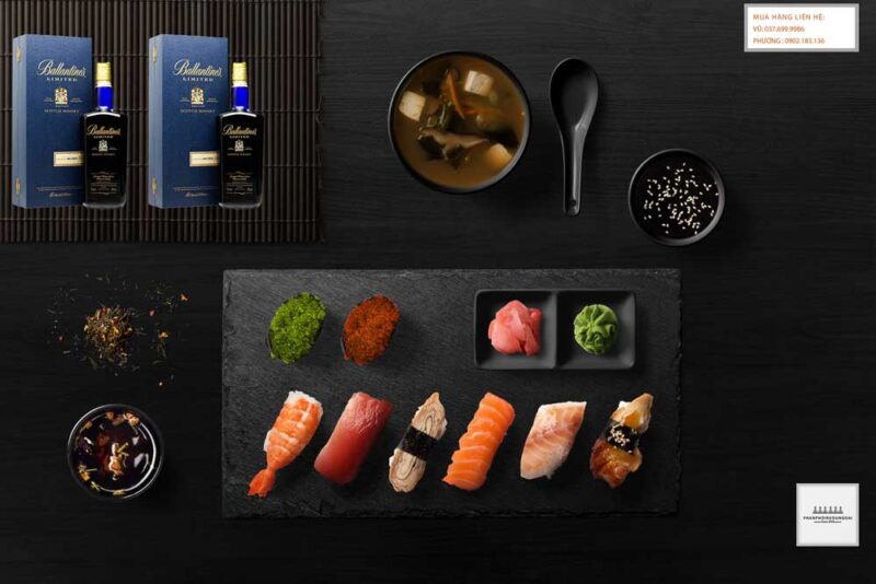 Thưởng thức rượu Ballantine's Limited Blue với Sushi 