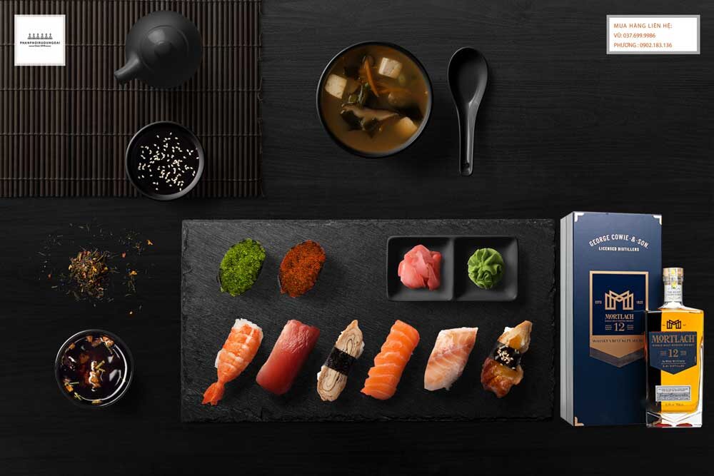 Thưởng thức rượu Mortlach 12 năm hộp quà tết và Sushi Thưởng thức rượu Mortlach 12 năm hộp quà tết 2021