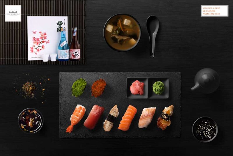 Thưởng thức rượu Sake Nishino Seki hộp quà tết 2021 - Set 7 với Sushi 