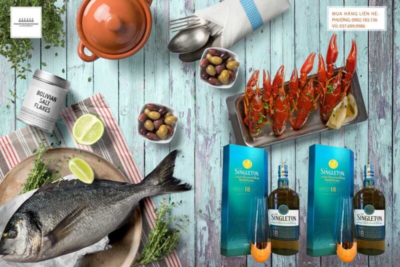 Thưởng thức rượu Singleton 18 hộp quà tết 2021 và hải sản