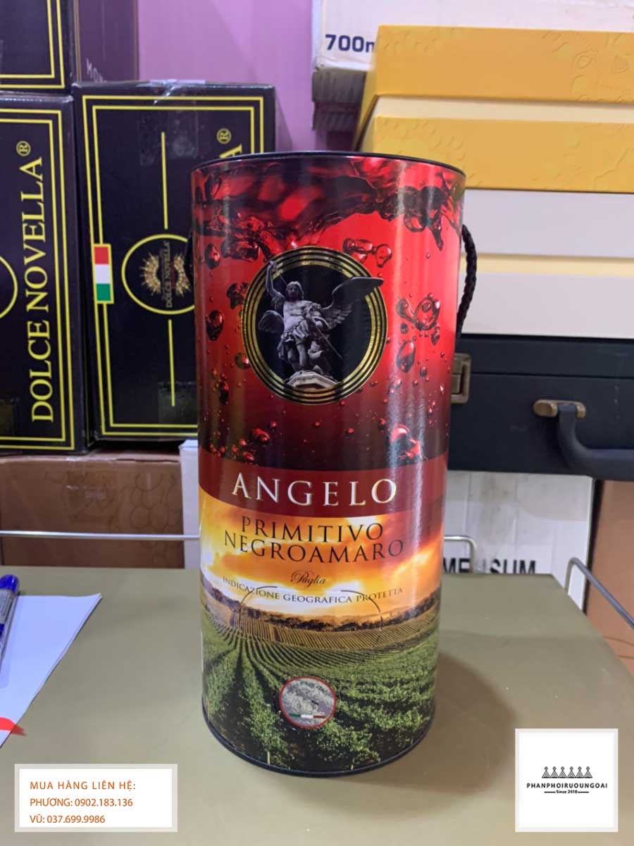 Mặt trước rượu vang bịch Ý Angelo Primitivo Negroamaro 3L 