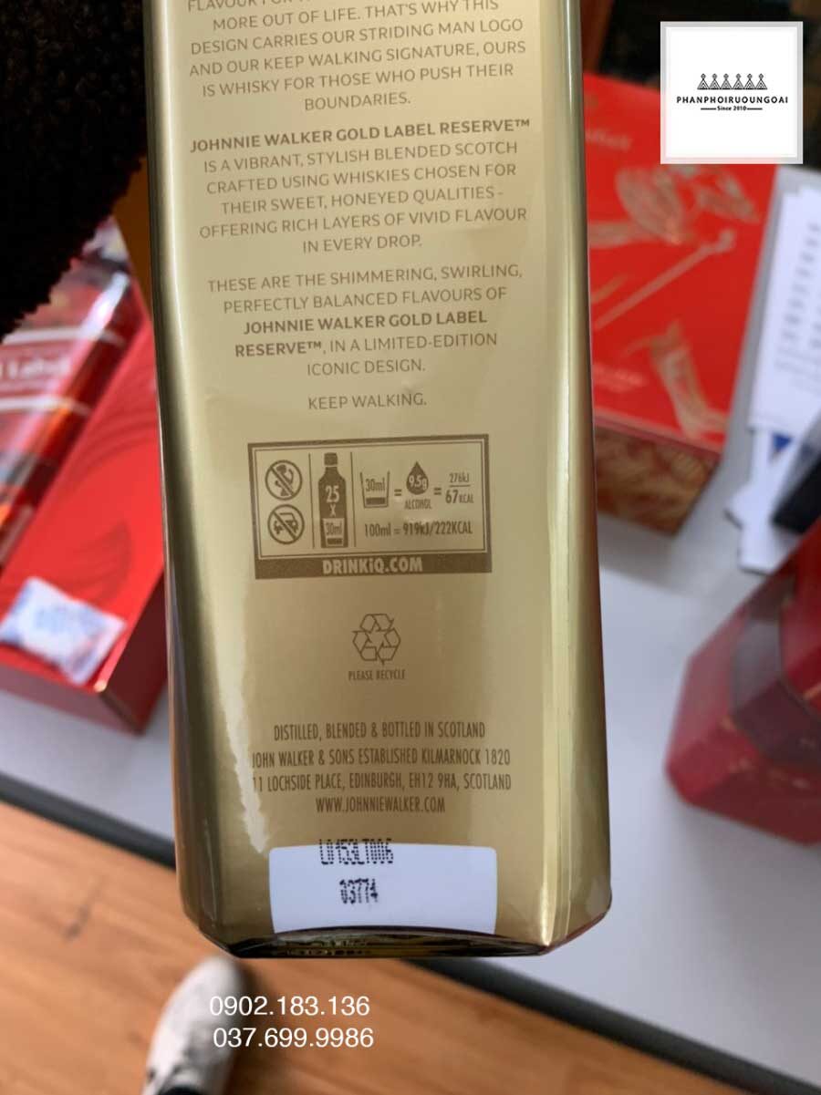 Nhãn sau chai rượu Johnnie Walker Gold Label Reserve 200 Years Icons Limited Edition Nhãn sau chai rượu Johnnie Walker Gold Label Reserve 200 Years Icons Limited Edition