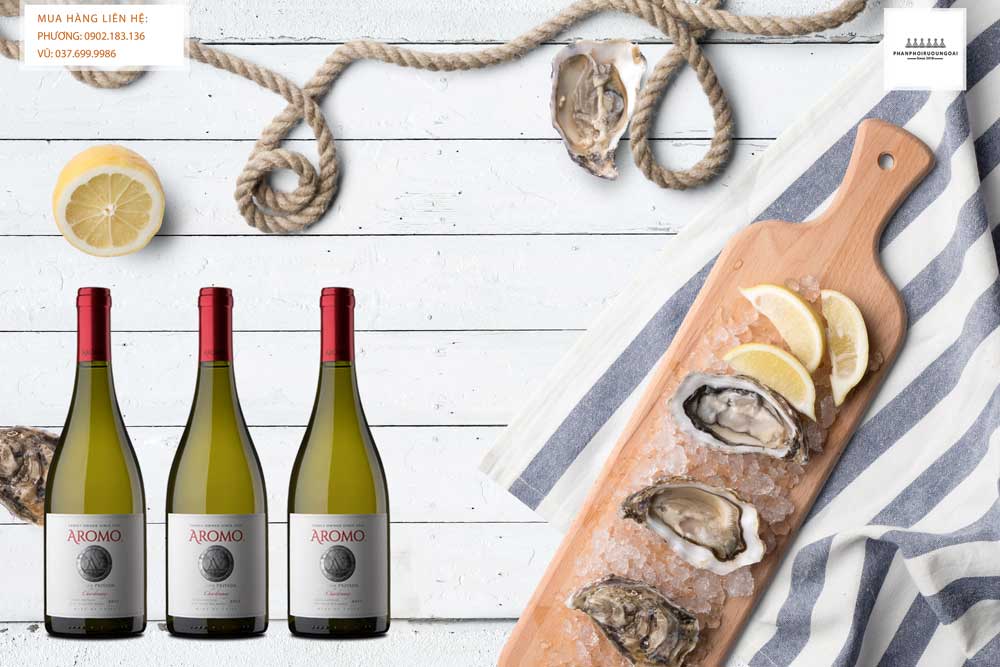 Rượu vang Chile Vina Aromo Reserva Privada Chardonnay và các món hải sản